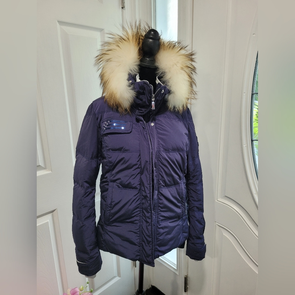 VIST Italian Luxury Quality Snowboard Ski Hooded Jacket Size S Blue